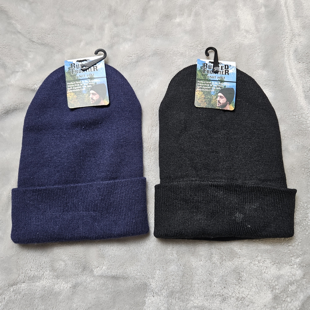 Rugged Frontier Knit Beanie – Black & Navy (NWT)